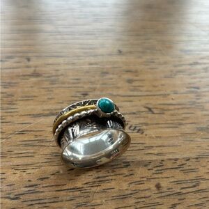Silver 925 fidget Ring with Turquoise Stone